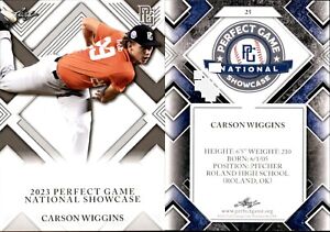 CARSON WIGGINS Rookie 2023 Leaf Perfect Game National Showcase BASEBALL CARD #25