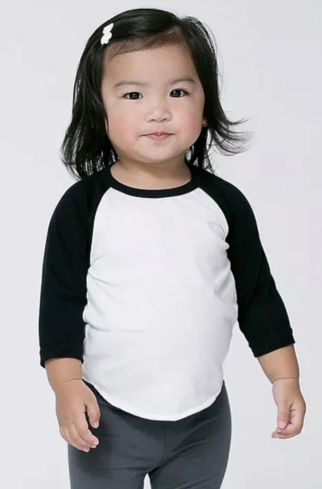 American Apparel BB253W Lot (6) Youth Infant Toddler 3/4 Sleeve Raglan T-Shirt - Image 1 of 1