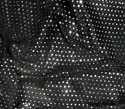 Black Silver Sequins Dot Fabric 44” Width 5 Yard - Image 1 of 3
