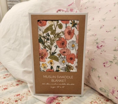 NUEVA MANTA BEBÉ MUD PIE FLORAL MUSELINA ENVOLTURA Foto 1 de 2