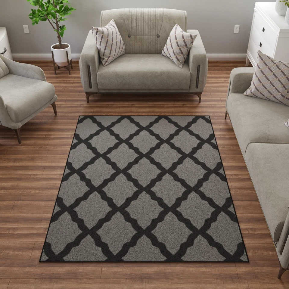 Alfombras de 5' x 6'6" para sala de estar alfombra de área enrejado para dormitorio - antideslizante duradera... Foto 1 de 4