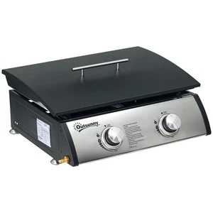 Outsunny Portable Gas Plancha BBQ Grill with 2 Stainless Steel Burner, 10kW - Picture 1 of 11