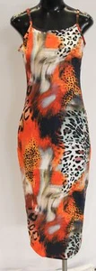 Shein Women's Animal Print Spliced Slim Fit Dress JL3 Multicolor Small - Picture 1 of 4