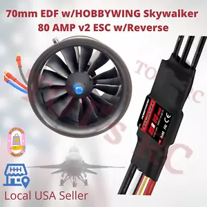POWERFUN 70mm 12 Blade 2300KV EDF 6S LiPO con 80a esc 80 Amp Esc per Aereo RC JET - Foto 1 di 10