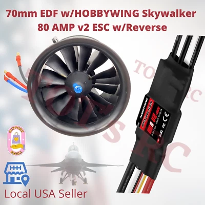 POWERFUN 70mm 12 Blade 2300KV EDF 6S LiPO W/ 80A ESC 80 Amp Esc for RC JET Plane - Image 1 of 4