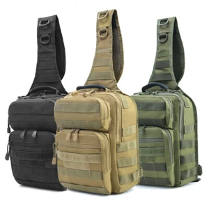 Men's Tactical Sling Chest Pack Bag Molle Shoulder Pouch Outdoor Hiking Camping - Picture 1 of 23