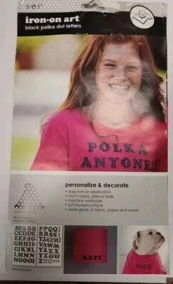 SEI Iron On Art Transfers, Black Polka Dot Letters, 2 Packs.  130 Total Letters  - Image 1 of 3