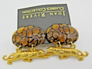 Pendientes clipon de leopardo dorado Joan Rivers - Imagen 1 de 3