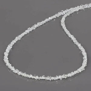 Herkimer Diamond Quartz Nuggets Uncut Beads Necklace 925 Sterling Silver Clasp  - Picture 1 of 3