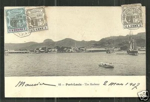 Puerto Louis Puerto Mauricio Mauricio franqueo mixto 3 sellos 1907 - Imagen 1 de 1