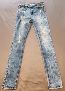 AQ Denim Women's/Juniors Size 9 Distressed Skinny Stretch - Picture 1 of 9