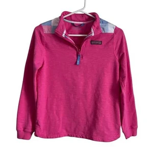 Vineyard Vines Kids Large Bright Pink Patchwork Shep Sweashirt Pullover Preppy - Picture 1 of 10