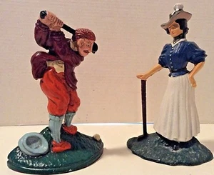 Cast Iron Man & Woman Golfer Bookends - Picture 1 of 12