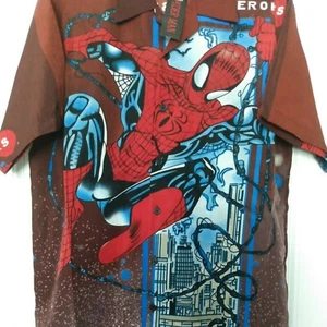 SpiderMan Short Sleeve Button Shirt Men Sz S Marvel Super Hero 1992 Avengers - Picture 1 of 7
