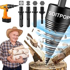 Firewood Drill Bit Wood Log Splitter5 PCS Kindling Splitting Drills Wedge Too...