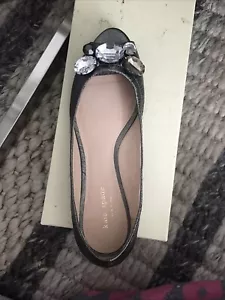 Kate Spade New York Black Metallic Gray Flat - Size 8.5 Made In Brazil - Picture 1 of 10