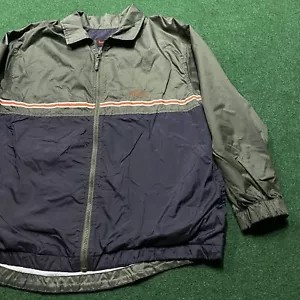 Vintage Nike Windbreaker Mens M Olive Green 90S Swoosh Check Full Zip Sweatshirt - Picture 1 of 9