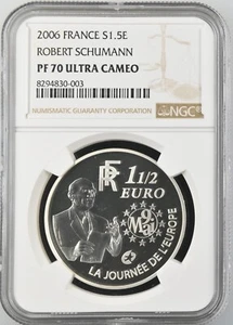 2006 France Large Silver Proof 1.5 euro R.Schuman - NGC PF 70 UC - Picture 1 of 2
