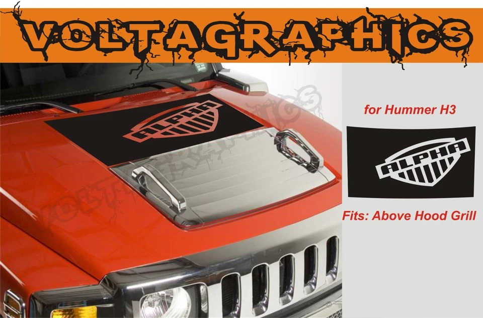 Виниловая наклейка на капот вставка Alpha Blackout совместима с Hummer H3 - Изображение 1 из 1