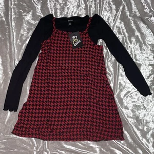 Girls' Slip Dress with Long Sleeve T-Shirt - Red/Black - XSmall - Picture 1 of 1