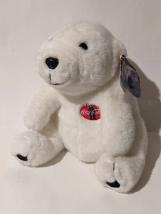 Coca Cola Polar Bear 1996 10" White Plush W/Tags Vintage Teddy Stuffed Animal - Picture 1 of 7