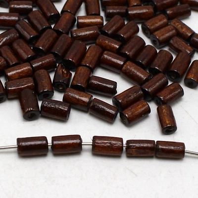 500 Brown Wood Column Tube Beads 8X5mm Loose Wooden Spacer - Image 1 of 4