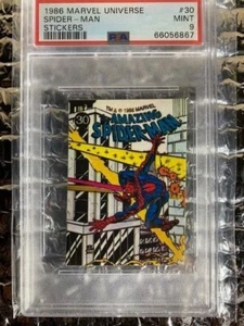 1986 Marvel Universe Sticker #30 Spider-Man PSA 9 - Bild 1 von 2