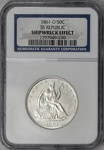 1861-O Seated Liberty Half Dollar CONFEDERATE CSA W-10 SS Republic TOUGH #EKA - Picture 1 of 4
