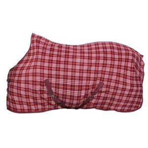 Horse Rugs Stable Fleece Rug 250G Fill Winter Standard Neck Check Red - Picture 1 of 10
