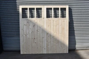 Wooden Garage Doors Heavy Duty Frame, Ledge & Braced 6 Pane - Picture 1 of 9