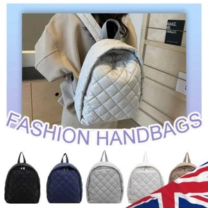 Puffer Bag for Women Men Quilted School Bag Nylon Zipper Rucksack Travel Daypack - Picture 1 of 27