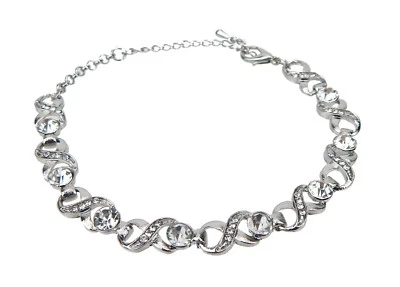 Ella Jonte Armband silber Strass 16 - 23 cm Glitzer Gliederarmband Brautschmuck - Bild 1 von 3