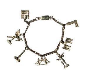 Vintage 7-Charm Souvenir Bracelet London England UK Historical Monuments 7'' - Picture 1 of 4