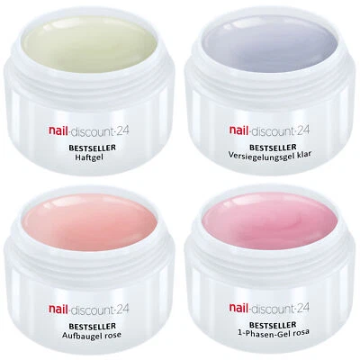 UV Gel Spar Pack Set 4x5ml Allround +HaftGel +AufbauGel rosa +Finish Versiegler - Bild 1 von 4