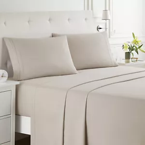 Juego de sábanas de bolsillo profundo de 4 piezas, sábanas suaves de lujo para hotel, transpirables extra suaves - Imagen 1 de 76