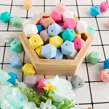 BPA Free Silicone Beads 10pc Mixed Colours Hex Hexagon Pastel 17mm