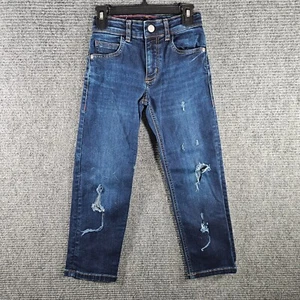 Mini Boden Boys Jeans size 7y 122cm Adjustable Waist Distressed Dark Wash - Picture 1 of 6
