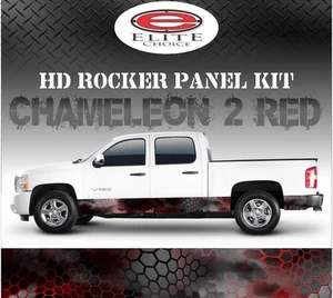 Hex 2 Red Camo Rocker Panel Graphic Decal Wrap Truck SUV - 12" x 24FT - Bild 1 von 3