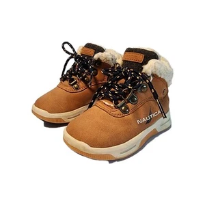 Nautica Campgaw Toddler 5 Zip Side Brown Ankle Boots Sherpa Winter Boys - Picture 1 of 13