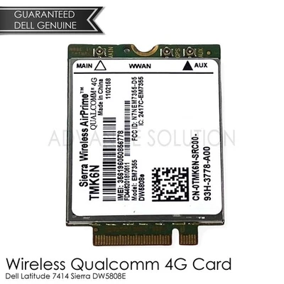NEW Dell Latitude 7414 Sierra DW5808E Wireless Qualcomm 4G Wireless Card TMK6N - Image 1 of 4