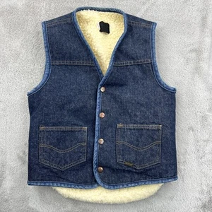 Vintage Sears Rehbock Weste Herren klein blau 70er Denim Sherpa gefüttert Trucker Workwear - Bild 1 von 15