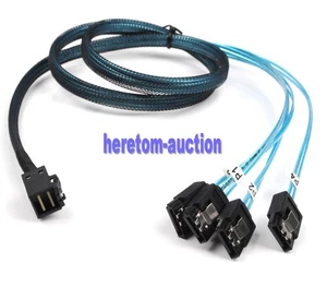 Mini SAS SFF-8643 to 4 SATA 7pin Hard Disk 6Gbps Data Server Raid Cable 0.5~1m - Afbeelding 1 van 11