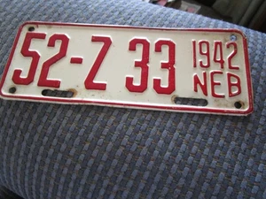 1942 Nebraska Motorcycle License Plate 52-Z 33 - Picture 1 of 9