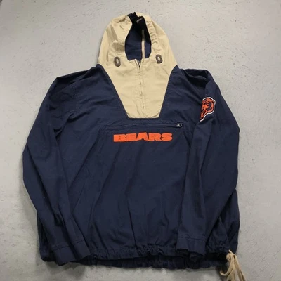 Chicago Bears Jacket Mens Large Blue Brown Anorak Hooded Pullover Logo NFL - Image 1 of 4