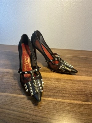 Authentic Valentino Garavani 100mm Alcove Fishnet Rockstud Mesh Pumps Black - Image 1 of 4