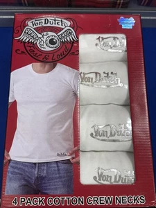 Von Dutch 4er-Pack weiße Baumwoll-T-Shirts mit Rundhalsausschnitt, Large kostenloser Versand am selben Tag - Bild 1 von 3