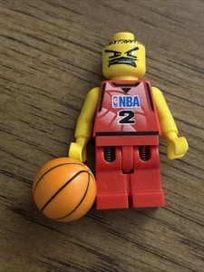 Lego Minifig NBA Player #2 RED NBA 2 Spring Leg W/BASKETBALL - Picture 1 of 2