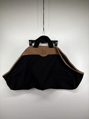 Vintage Eddie Bauer Suede Denim Leather Log Firewood Tote Carrier Wrap Bag RARE - Image 1 of 4