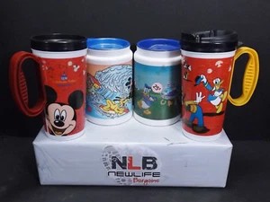 4er Set Vintage Walt Disney World Reise Nachfüllbecher/Tassen 1 Deckel fehlt - Bild 1 von 10