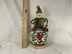 Jim Shore 2005 Snowman With Cardinal Figurine Red On Snowy White Heartwood Creek - Picture 1 of 6